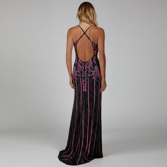 Alyce Paris black and hot pink beaded dress, size 4, NEW WITH TAGS! - Picture 2 of 2